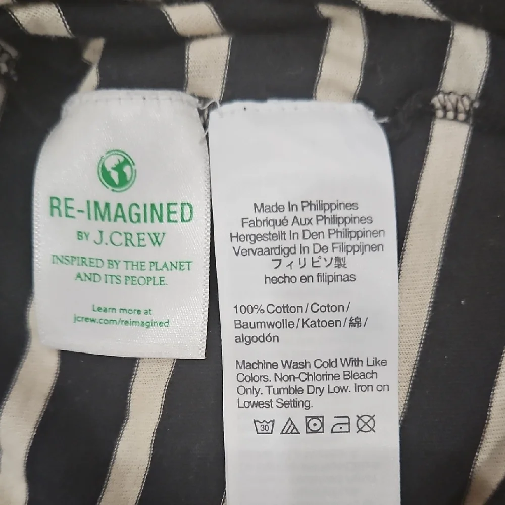 J.Crew Striped Turtleneck Top L Large Black White 100% Cotton Long Sleeve Knit